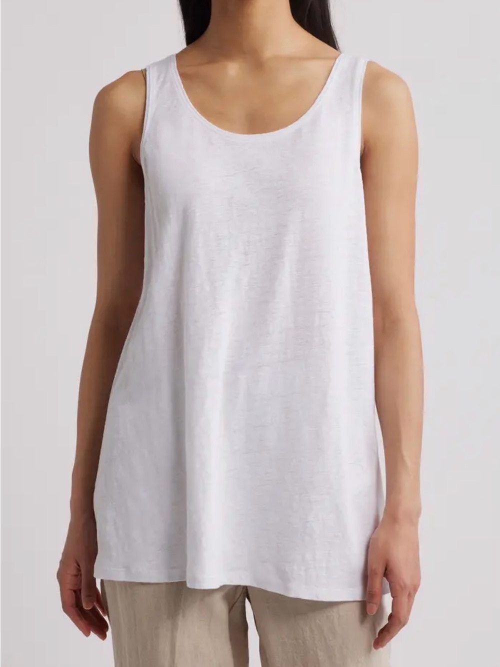 Eileen Fisher White Linen Scoop Neck Tank Top S